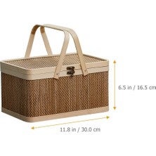 Humble Bambu Sepeti Doğal Dostu Dokuma Sepet Bambu Piknik Sepeti Kapaklı El Aperatifler Ekmek Saklama Sepeti (Yurt Dışından)