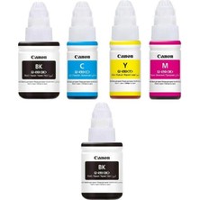 Canon GI-490 Pixma G3410 Orjinal Mürekkep Seti Bk-C-Y-M Siyah Sarı Mavi Kırmızı + 1 Siyah Hediye 