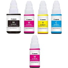 Canon 490 GI-490 Pixma G1410 Orjinal Mürekkep Seti Bk-C-Y-M Siyah Sarı Mavi Kırmızı + 1 Kırmızı Hediye 