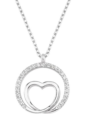 Altın Sepeti Gümüş Kalp Döngüsü Kolye