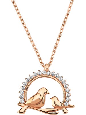 Altın Sepeti Rose Gümüş Kuş Yuvası Kolye