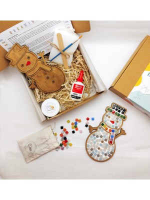 Mia Creative Art - Kardan Adam Figürü Ahşap Çocuk Mozaik Seti - Doğal Ahşap- Eğitici Oyun Seti - Çocuk Aktivite Seti