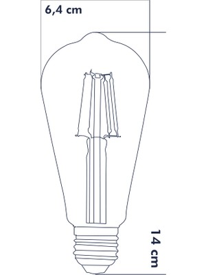 E27 LED FİLAMANLI RUSTIK AMPUL ST64 ŞEFFAF CAM 6W 6500k Beyaz Işık ERD-209