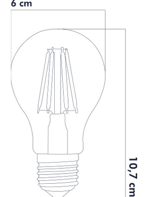 E27 LED FİLAMANLI RUSTIK AMPUL A60 Şeffaf Cam 6W 3000k Gün Işığı ERD-95