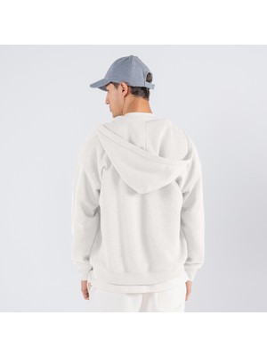 Friday Offset James Erkek Off White  Kanguru Cepli Kapüşonlu Oversize Fermuarlı Sweatshirt Hoodie