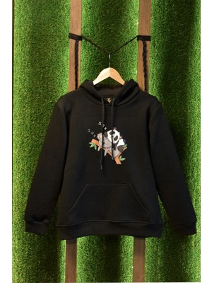 HGM Panda And Koala Özel Tasarım Oversize  Kanguru Kapşonlu Unisex Sweatshirt