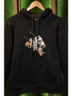 HGM Panda And Koala Özel Tasarım Oversize  Kanguru Kapşonlu Unisex Sweatshirt