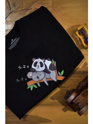 HGM Koala And Panda Özel Tasarım Oversize Crop Sweatshirt