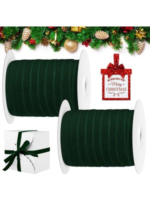 Roco Paper Co. Roco Paper Yeniyıl Yılbaşı Yeşil Kadife Kurdele 1 cm 45 Metre