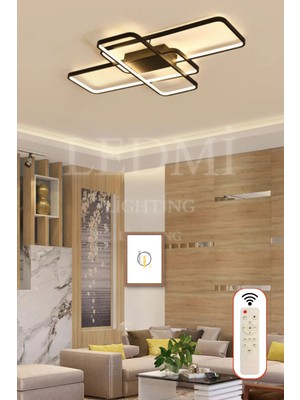 Ledmi Lighting Yüksek Aydınlatmalı Dikdörtgen Siyah Tavan LED Avize,3 Renk Aydınlatma,kumandalı Avize,salon Avizesi,spor Avize, Modern Avize