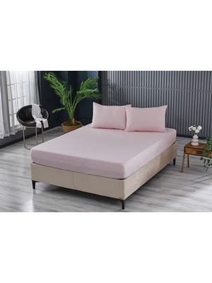 Doqu Home Colourful Fitted Çarşaf Çift King Size - Pudra