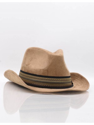 Erkek Fötr Kovboy Şapka Nubuk-Camel