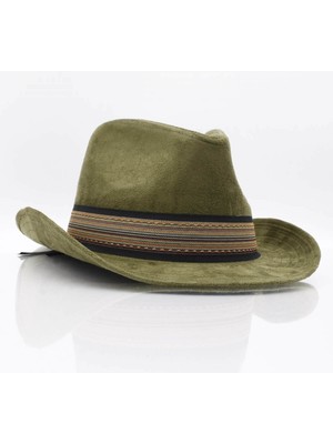 Erkek Fötr Kovboy Şapka Nubuk-Haki