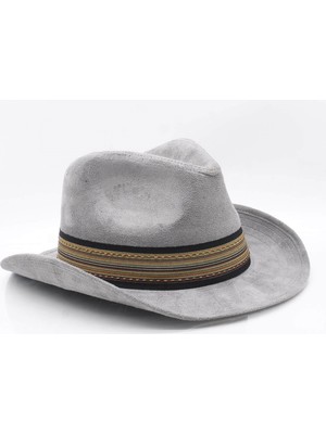 Erkek Fötr Kovboy Şapka Nubuk-Gri