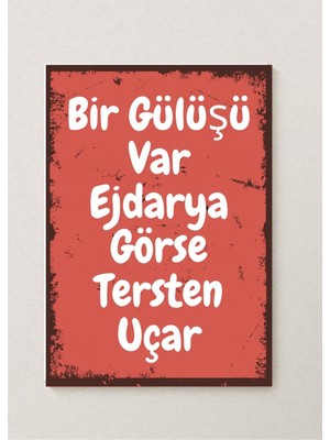 Hediye Vakti Bir Gülüşü Var Ejderya Görse Ters Uçar Tasarımlı Retro Poster