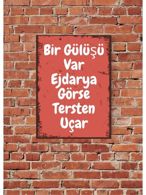 Hediye Vakti Bir Gülüşü Var Ejderya Görse Ters Uçar Tasarımlı Retro Poster