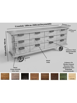 Ntconcept Ahe Masif Ağaç Çekmeceli Konsol