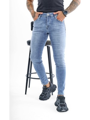 Outfit-Man Erkek Basic Skinny Jean Yıkamalı Mavi