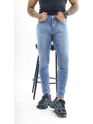 Outfit-Man Erkek Basic Skinny Jean Yıkamalı Mavi