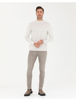 Pierre Cardin Erkek Taş Slim Fit Yarım Balıkçı Yaka Triko Kazak 50281845-VR049