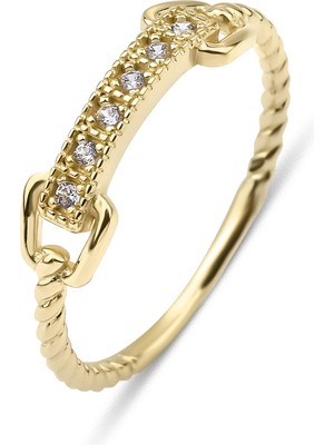 Kairos Jewelry 14 Ayar Altın Kıvrımlı Zincir Yüzük KRS100-14GRZ