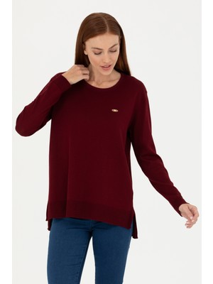 U.S. Polo Assn. Kadın Bordo Bisiklet Yaka Basic Kazak 50277309-VR014