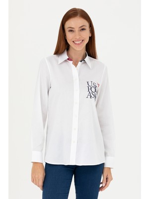 U.S. Polo Assn. Kadın Beyaz Desenli Gömlek 50272190-VR013