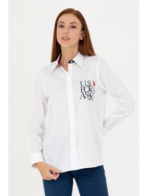 U.S. Polo Assn. Kadın Beyaz Desenli Gömlek 50272190-VR013