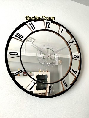 Harika Crown Gerçek Aynalı Dekoratif Duvar Saati (40- 50 Cm)