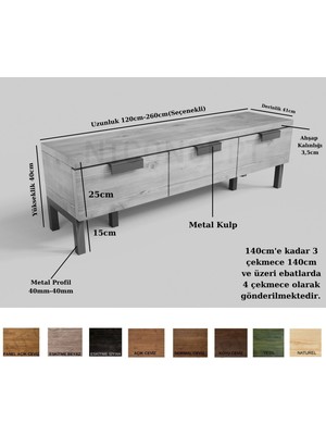 Ntconcept Uni Doğal Ahşap Çekmeceli Tv Standı - (Genişlik 120CM)