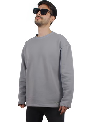 Ps Moda Yumuşak Pamuklu Kumaş Oversize Yuvarlak Yakalı Salaş Sweatshirt Erkek