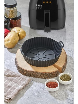Hane Silikon Pişirme Matı Airfryer Uyumlu Yapışmaz Kaplama ile 400 Dereceye Dayanıklı