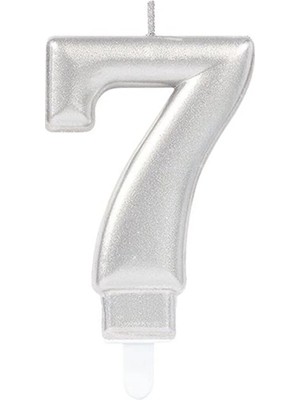 Dizayn Parti Evi Rakamlı Mum 7 - Gümüş