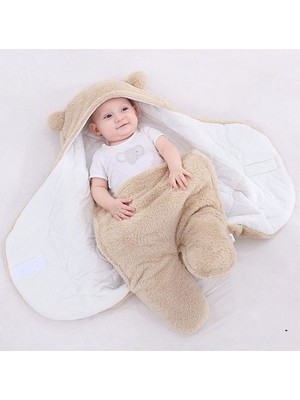 İlin Baby Bebek Dış Kundak, Bebek Battaniyesi, Bebek Uyku Tulumu 75 X80 Açık Krem Renk