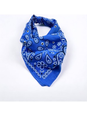 Als Accessories Mavi Renk Içerisi Desenli Etnik Desenli %100 Koton Bandana