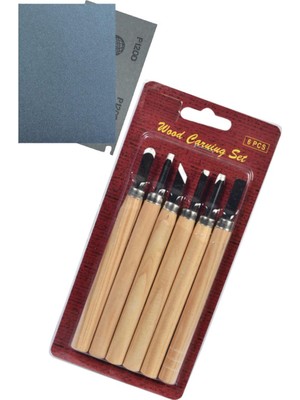O&S Ahşap Oyma Başlangıç Seti, Hobi Heykel Ağaç Şekil Verme 6'lı Uç Takımı, Zımpara