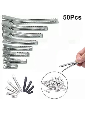 20 Adet 6cm 20/50 Adet Dıy Saç Klipleri Modaya Uygun Düz Metal Tek Uçlu Timsah Saç Tokası Tokası Yay Için Gümüş Tokalar Saç Şekillendirici Aracı (Yurt Dışından)