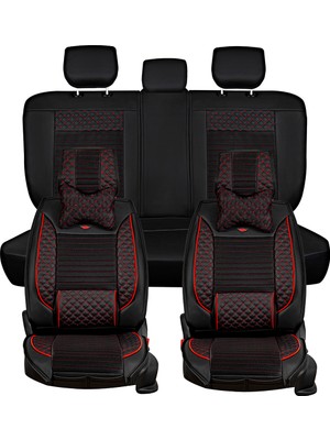 Ack bmw 3 Serisi 335 Uyumlu Lüks Deri Oto Koltuk Kılıfı Ön/arka Set Elit Seri Siyah-Kırmızı