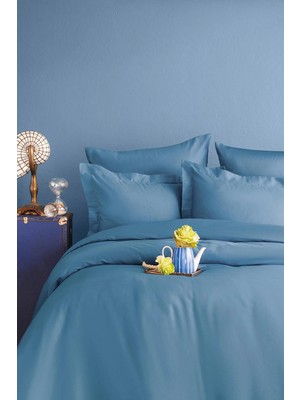 İssimo Home Simply Mint Blue Pamuk Saten Fitted Set 160*200/50*70