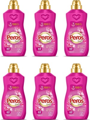 Peros Konsantre Yumuşatıcı Kiraz Çiçeği Pembe Şakayık 1440 ml x 6 Lı Süper Avantaj Paketi