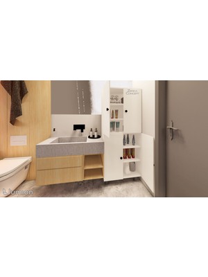 Zerka Concept Firan Mdf 6 Raflı Çok Amaçlı Mutfak Banyo Ayakkabılık Dolabı 70CM