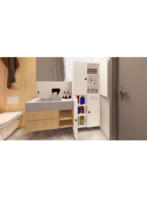 Zerka Concept Gris Mdf 6 Raflı Çok Amaçlı Mutfak Banyo Ayakkabılık Dolabı 70 cm