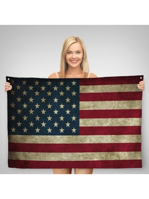 Teknoloji Bizde Amerika Birleşik Devletleri Bayrağı Rustik Kanvas Duvar ÖRTÜSÜ-HALISI-5412