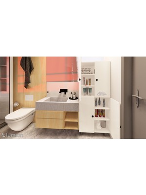 Zerka Concept Firan Mdf 6 Raflı Çok Amaçlı Mutfak Banyo Ayakkabılık Dolabı 60 cm