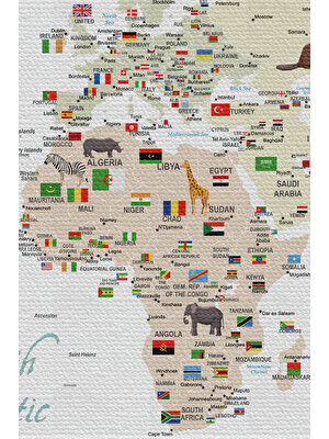 Teknoloji Bizde Duvar Örtüsü Çocuk Odası Dünya Haritası Kaliteli Kanvas Duvar HALISI-4043