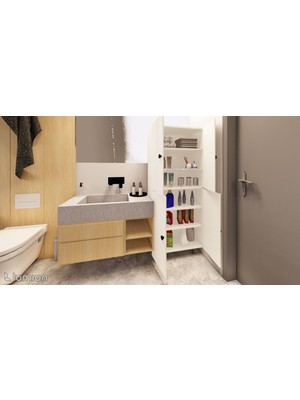 Zerka Concept Firan Mdf 6 Raflı Çok Amaçlı Mutfak Banyo Ayakkabılık Dolabı 50 cm