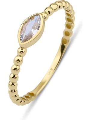 Kairos Jewelry 14 Ayar Altın Marquise Stone Gold Beaded Stackable Yüzük
KRS108-14GRZ