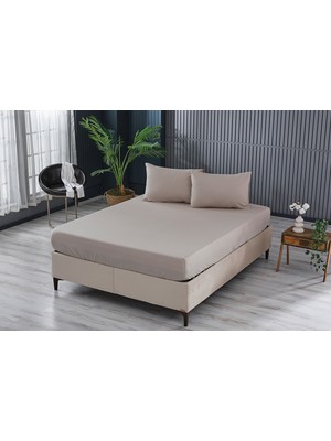 Doqu Home Colourful Fitted Çarşaf Tek Kişilik -  Bej