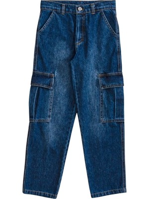 Hopi Kids Kargo Cepli Bagi Model Kot Pantolon - Lacivert - 12-13 Yaş