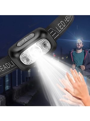 Elite Home Hareket Sensörlü LED Kafa Lambası (Usb Sarjlı ) Avcı  Balıkçı Kamp Kafa Feneri